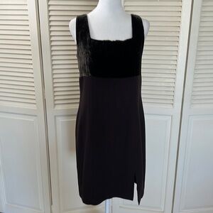 Classiques Entier beautiful wool brown sheath dress with velvet top